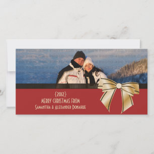Stilvolle Bow Holiday Foto Card, Red Feiertagskarte