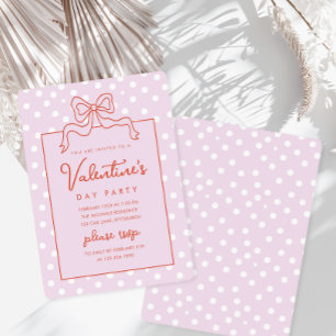 Stilvolle Bow Polka Dot Valentinstag Party Einladung