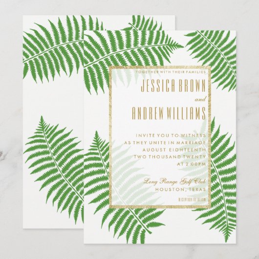 Stilvolle Bracken Hochzeit Einladung (Vorne/Hinten)