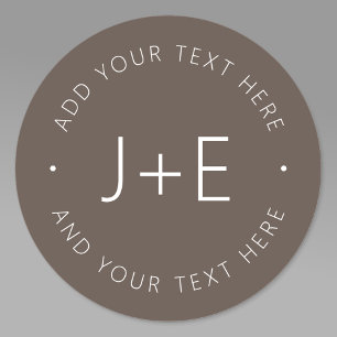 Stilvolle braune DIY-Paare Monogramm und bearbeitb Runder Aufkleber
