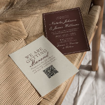 Stilvolle braune Hochzeits-QR-Code-Hochzeit im alt