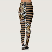 Stilvolle braune Leopard- und schwarz-braune Strei Leggings (Rückseite)