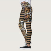 Stilvolle braune Leopard- und schwarz-braune Strei Leggings (Links)