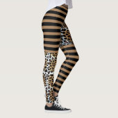 Stilvolle braune Leopard- und schwarz-braune Strei Leggings (Rechts)