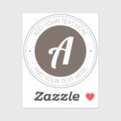 Stilvolle braune Monogram oder Logo hinzufügen | t Aufkleber (Blatt)