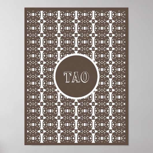 Stilvolle braune und weiße Tao-Kalligrafie Poster (Vorne)