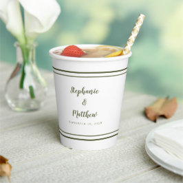 Stilvolle Braut & Groom Wedding Simple White Green Pappbecher