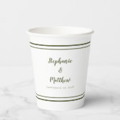 Stilvolle Braut & Groom Wedding Simple White Green Pappbecher (Rückseite)