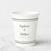 Stilvolle Braut & Groom Wedding Simple White Green Pappbecher (Vorderseite)