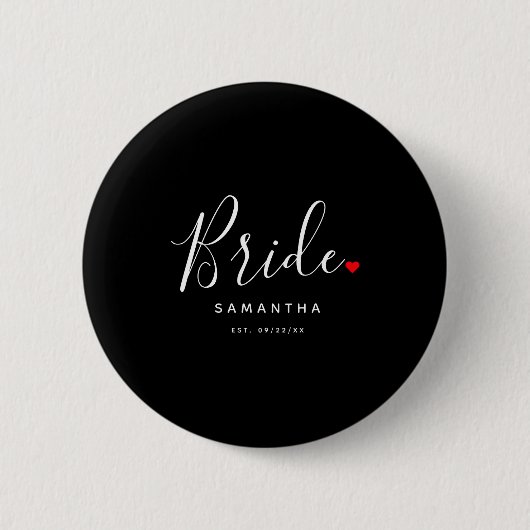 Stilvolle Braut Hochzeit T-Shirt  Button (Vorderseite)