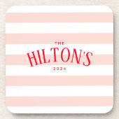 Stilvolle Brautparty-Geschenke aus Rot und Rot Str Getränkeuntersetzer (Vorderseite)