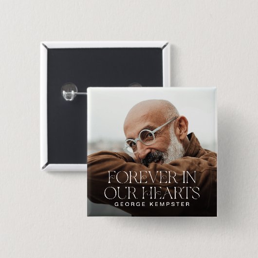 Stilvolle Briefe für immer in unserem Herz Button (Vorne & Hinten)