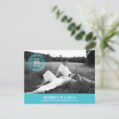 Stilvolle Briefmarke Save the Date Postkarte (Türk (Stehend Vorderseite)