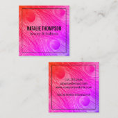 Stilvolle Bright Peacock Feathers Quadratische Visitenkarte (Vorne/Hinten)