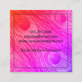 Stilvolle Bright Peacock Feathers Quadratische Visitenkarte (Rückseite)