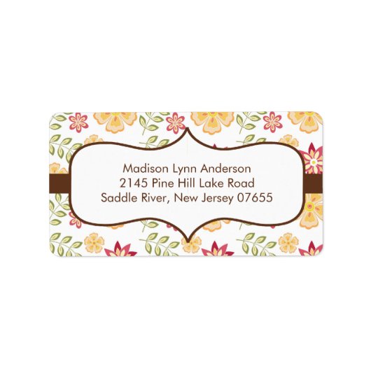 Stilvolle Brown Fall Blume Rücksendeadressen-Aufkl Adressaufkleber (Vorne)