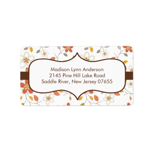 Stilvolle Brown Fall Blume Rücksendeadressen-Aufkl Adressaufkleber (Vorne)