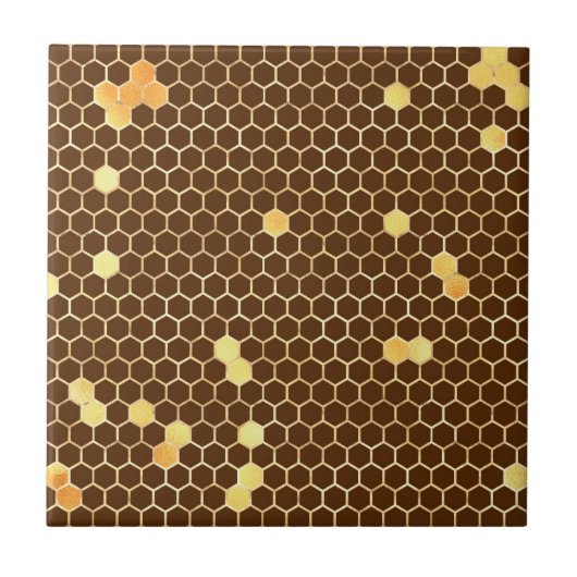 Stilvolle Brown Gold Honeycomb Fliese (Vorderseite)