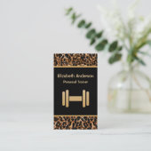 Stilvolle Brown Leopard Print Personal Trainer Visitenkarte (Stehend Vorderseite)