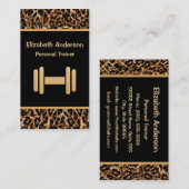 Stilvolle Brown Leopard Print Personal Trainer Visitenkarte (Vorne/Hinten)
