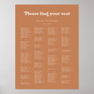 Stilvolle Brown Sugar Alphabetische Sitzkarte Poster