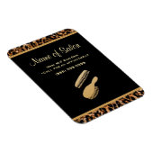 Stilvolle Brush Black and Gold Leopard Friseur Sal Magnet (Rechte Seite)