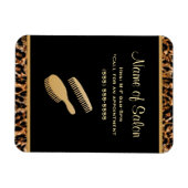 Stilvolle Brush Black and Gold Leopard Friseur Sal Magnet (Horizontal)