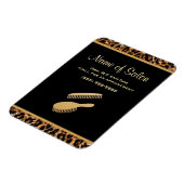 Stilvolle Brush Black and Gold Leopard Friseur Sal Magnet (Linke Seite)