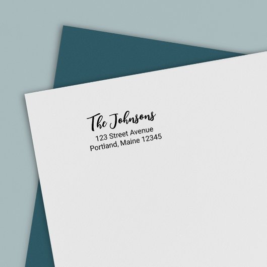 Stilvolle Brush-Script-Nachname-Rücksendeadresse Permastempel