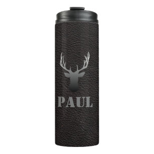 Stilvolle Buck Black Personalisiert Name Maskuline Thermosbecher