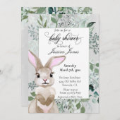 Stilvolle Bunny Foliage Blätter Aquarell Einladung (Vorne/Hinten)