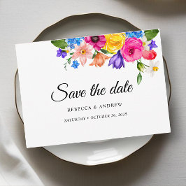 Stilvolle bunt helle Wildblumen Hochzeit Save The Date