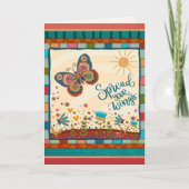 Stilvolle bunte Folk Fun Butterfly Grad Karte (Vorderseite)