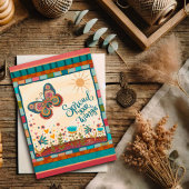 Stilvolle bunte Folk Fun Butterfly Grad Karte