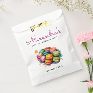 Stilvolle bunte Macarons Sweet 16 Backen Wasserfar Geschenktütchen