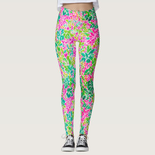 Stilvolle bunte rosa florale botanische Wasserfarb Leggings