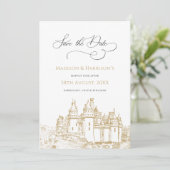 Stilvolle Burg Einmal auf einer Messe Märchen Hoch Save The Date (Stehend Vorderseite)