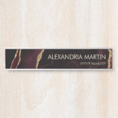 Stilvolle Burgund Gold Glitzer Marmor Türschild (Vorderseite )