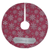 Stilvolle Burgunder Weihnachten mit eleganten Schn Polyester Weihnachtsbaumdecke (Vorderseite)