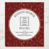 Stilvolle Burgundy Business Shower Logo Weinetikett (Einzelnes Label)