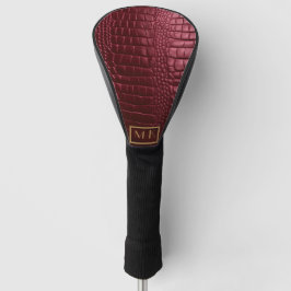 Stilvolle Burgundy Crocodile Leather Look Monogram Golf Headcover