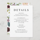 Stilvolle Burgundy Dusty Blue Floral Wedding Detai Begleitkarte (Vorne/Hinten)