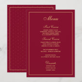 Stilvolle Burgundy Gold Script Wedding Menu Menükarte (Vorne/Hinten)