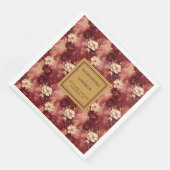 Stilvolle Burgundy Gold Wedding Napkins mit Floral Serviette (Ecke)