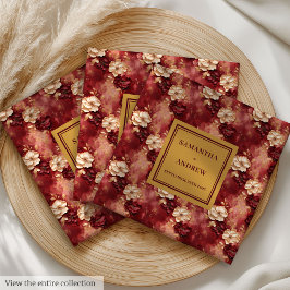 Stilvolle Burgundy Gold Wedding Napkins mit Floral Serviette
