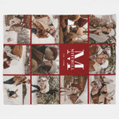 Stilvolle Burgundy Instagram Foto Collage Monogram Fleecedecke (Vorderseite (Horizontal))