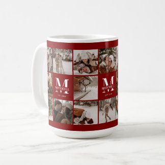 Stilvolle Burgundy Multi Foto Collage Keepake Kaffeetasse