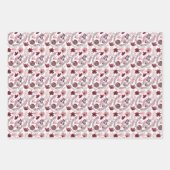 Stilvolle Burgundy Red Blume Floral Watercolor Geschenkpapier Set (Vorderseite 3)