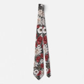 Stilvolle Burgundy Rose Gray Floral Pattern Krawatte (Vorderseite)