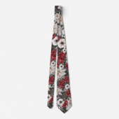 Stilvolle Burgundy Rose Gray Floral Pattern Krawatte (Rückseite)